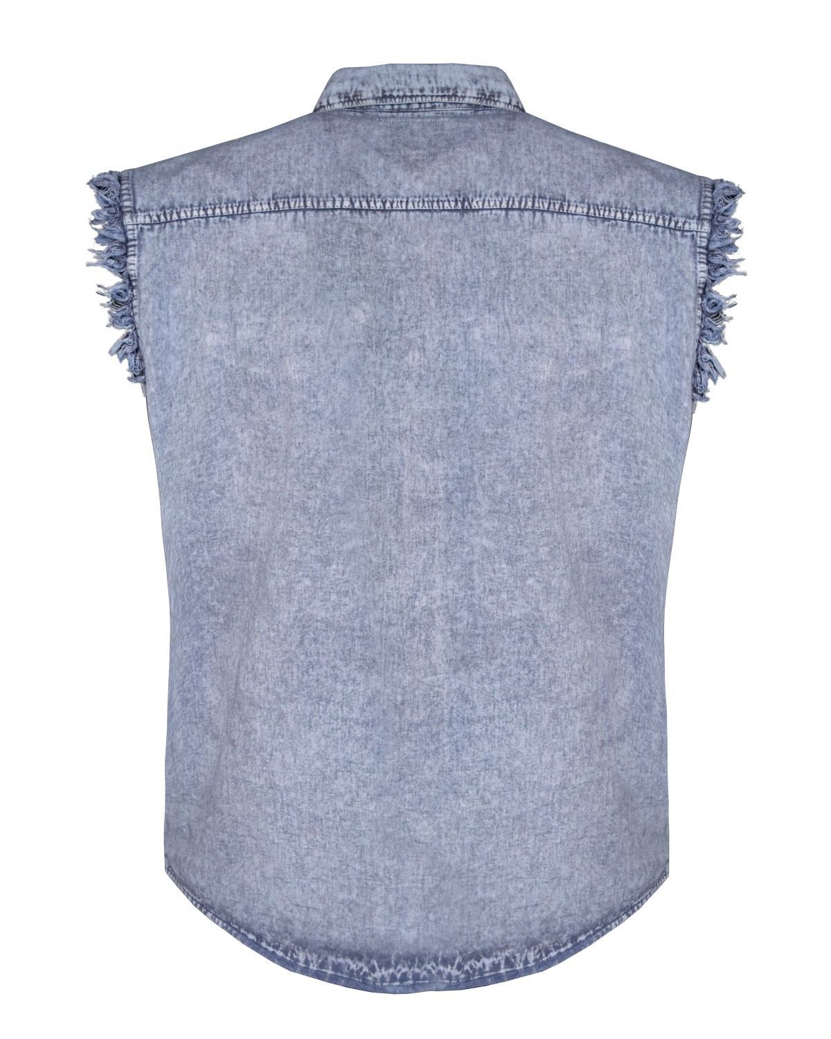 Denim Work Shirt - Men's - Sky Blue - Sleeveless - Flap Pockets - MSLW-SKY-BLUE-DL