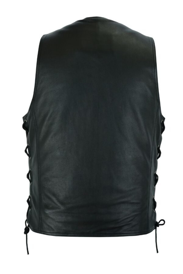 Leather Motorcycle Vest - Men's - Black - 10 Pocket - MV310-88-DL