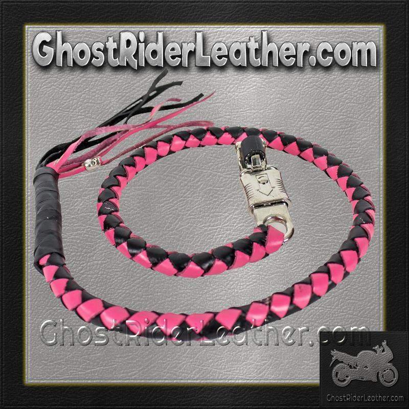 Get Back Whip in Pink and Black Leather - Motorcycle Accessories - GBW5-11-DL