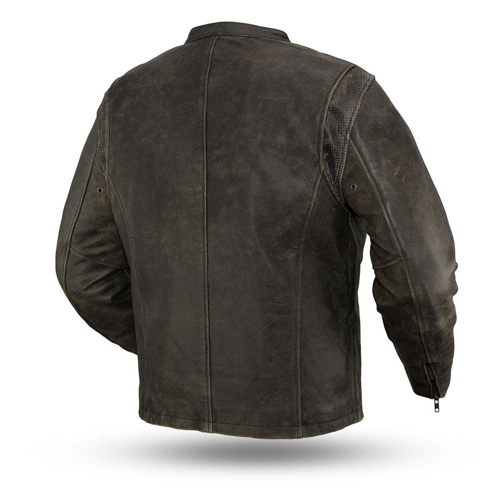 Vintage Distressed Gray Leather Scooter Jacket - FIM251CTFYZ-FM