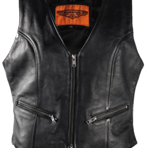 Leather Motorcycle Vest - Women's - Naked - Zippers - LV8507-11-DL
