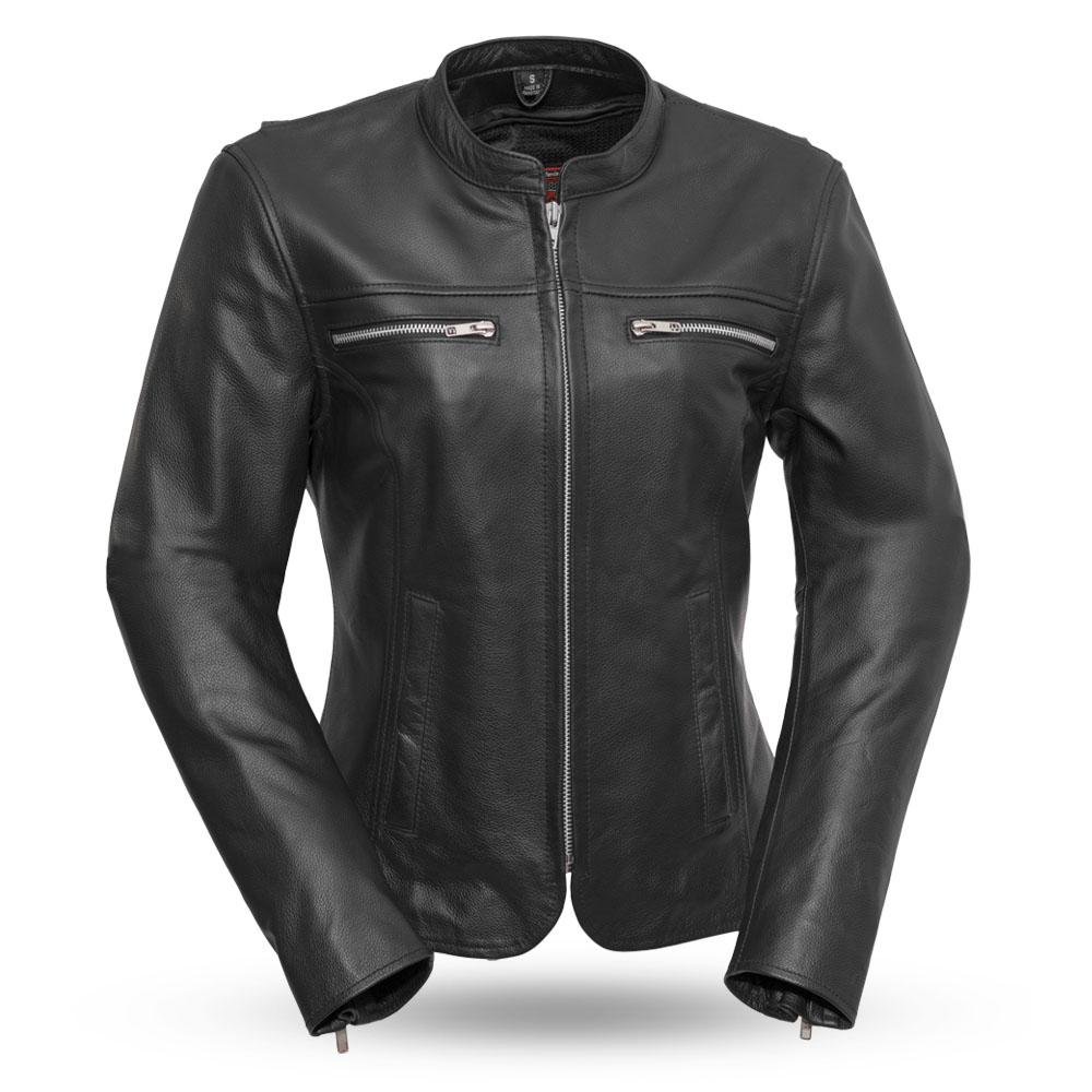 Roxy - Lightweight Cafe Racer Style Leather Jacket For Women - SKU FIL116CSLZ-FM