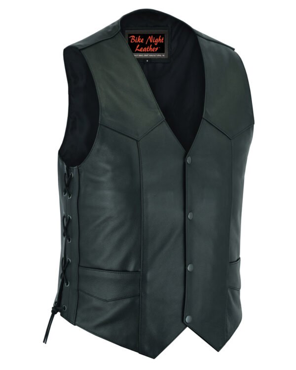 Leather Motorcycle Vest - Men's - Side Laces - Up To 66 - DS106-DS