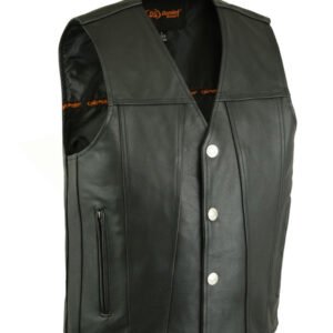Leather Motorcycle Vest - Men's - Gun Pockets - Buffalo Nickel Snaps - Up To 8XL - DS125-DS