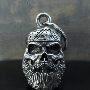 Old School Biker Skull - Pewter - Motorcycle Gremlin Bell - Made In USA - SKU BB96-DS