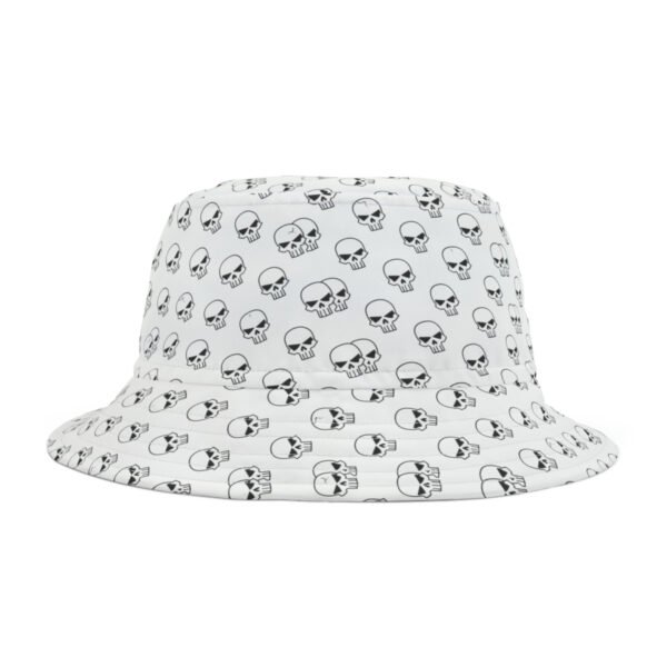 Simple Skulls Pattern - Black on White - Biker Bucket Hat