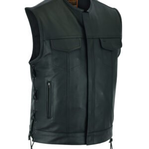 Leather Motorcycle Vest - Men's - Side Laces - Up To 12XL - Big and Tall - DS178-DS