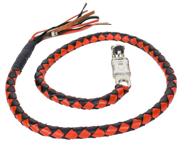 Get Back Whip in Black and Red Orange Leather - 50 Inches - GBW9-11L-DL