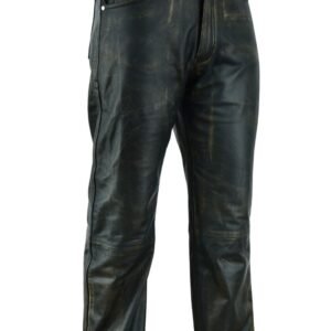 Leather Pants - Men's - Distressed Brown - Five Pockets - Motorcycle - C500-12-NK-DL