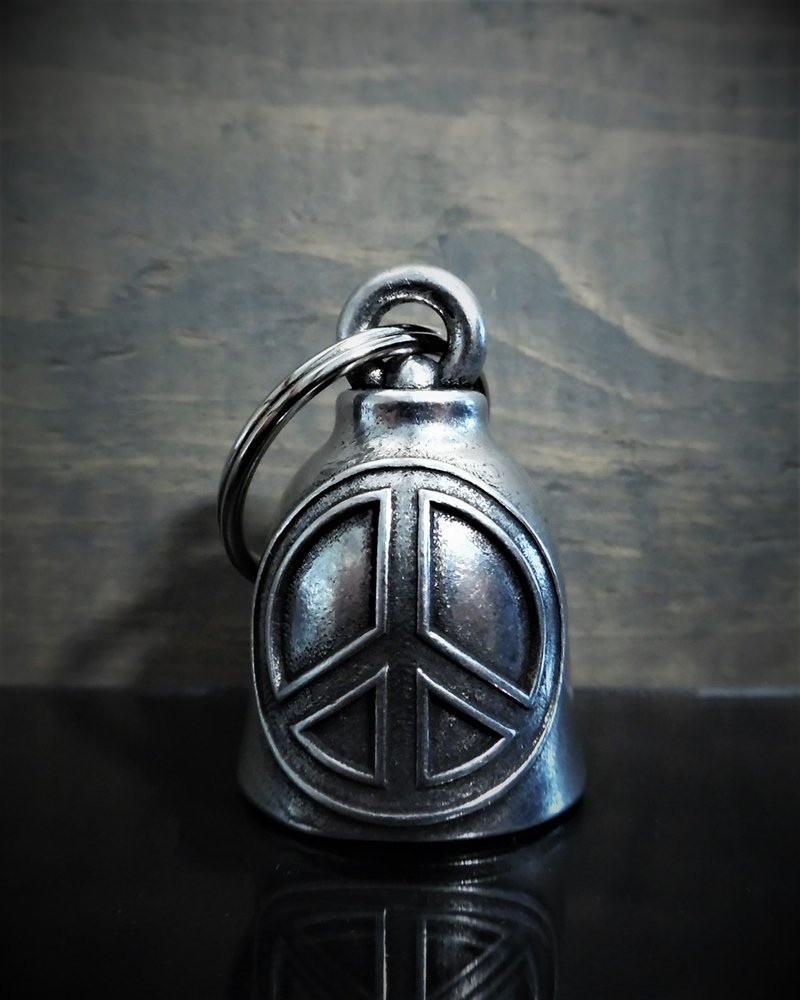 Peace Sign - Pewter - Motorcycle Gremlin Bell - Made In USA - SKU BB90-DS