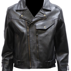 Mens Braided Pistol Pete Premium Leather Motorcycle Jacket - SKU MJ708-DL