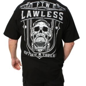 Men's Biker T-shirt - Outlaw - Lawless - Skull Motorcycle - MT116-DS