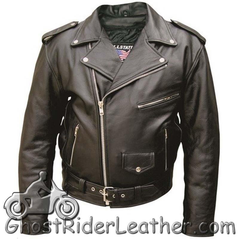 Men's Leather Motorcycle Jacket - Up To Size 66 - Biker Jacket - AL2001-AL