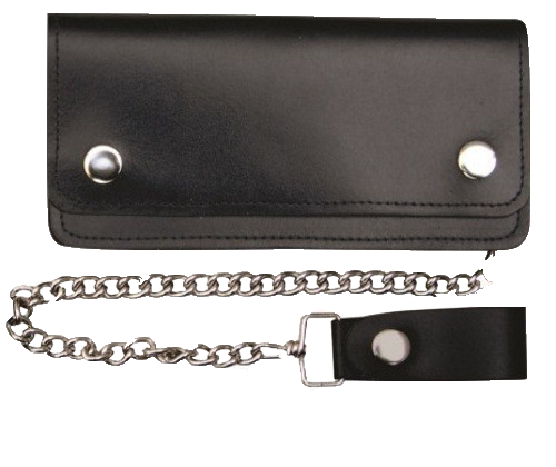 Leather Chain Wallet - 8 Inch Bifold - Black - AL3202-AL