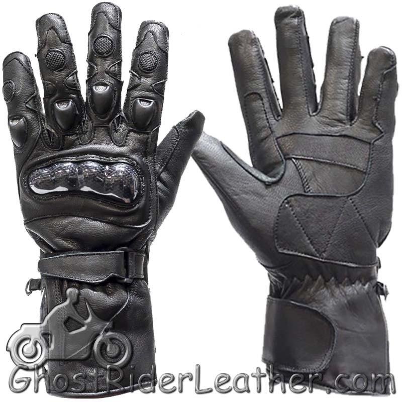 Leather Gauntlet Riding Gloves - Men's - Hard Knuckle - Riding - GLZ10-DL