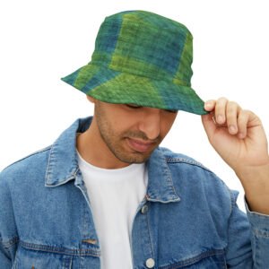 Green to Blue Gradient Burlap Patterns - Blues and Greens - Biker Bucket Hat
